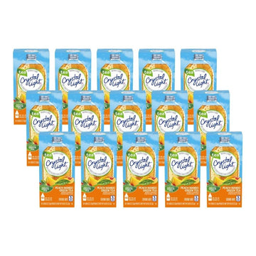 Crystal Light On The Go Peach Mango Green Tea Drink Mix, 10-Packet Box (Pack of 15)