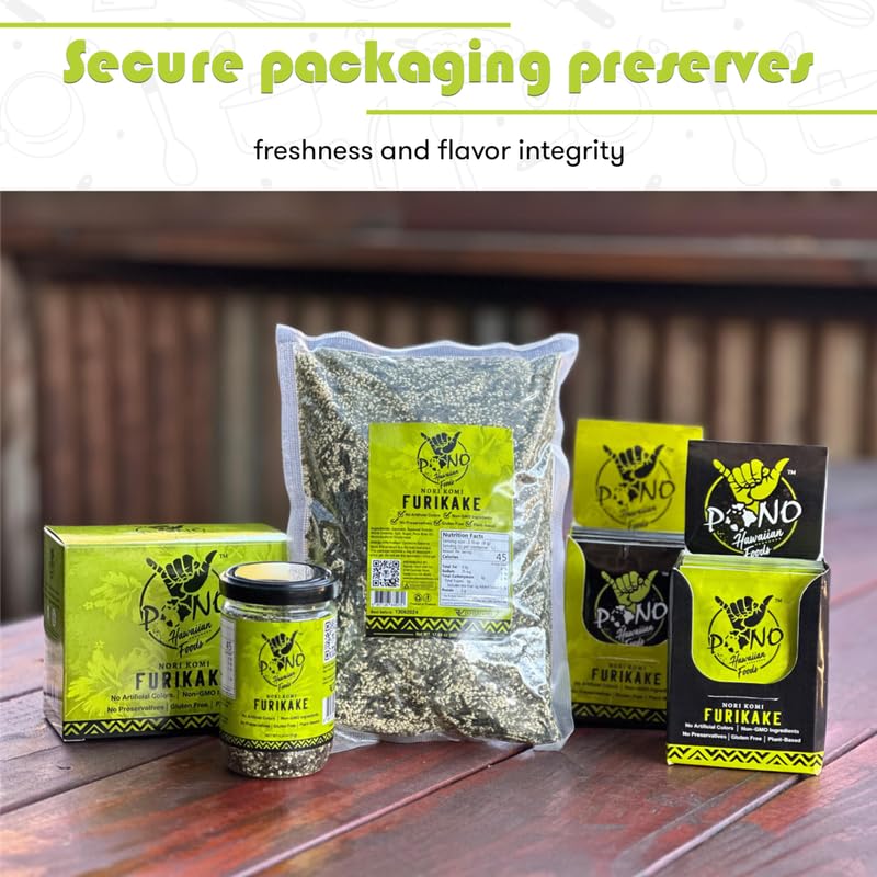 Pono Hawaiian Nori Komi Furikake Rice Seasoning - Gluten-Free, Non-GMO, 2.5 oz