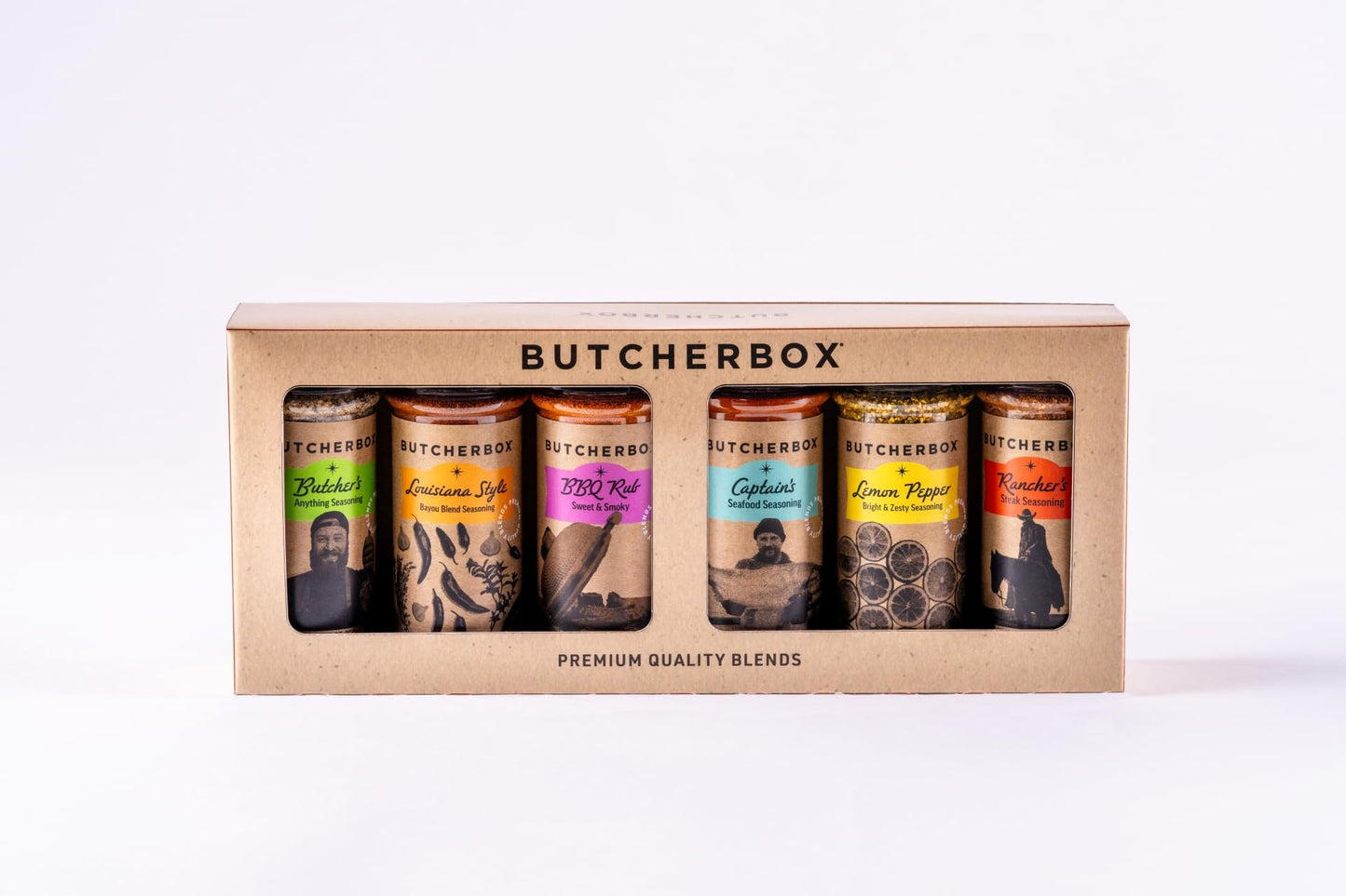 Butcherbox Always In Seasoning Gift Set Top-Grade Quality Blends Bbq Rub Seafood Cajun Style Lemon Pepper Steak & ButcherS Anything All-Purpose Seasonings 6 Pack