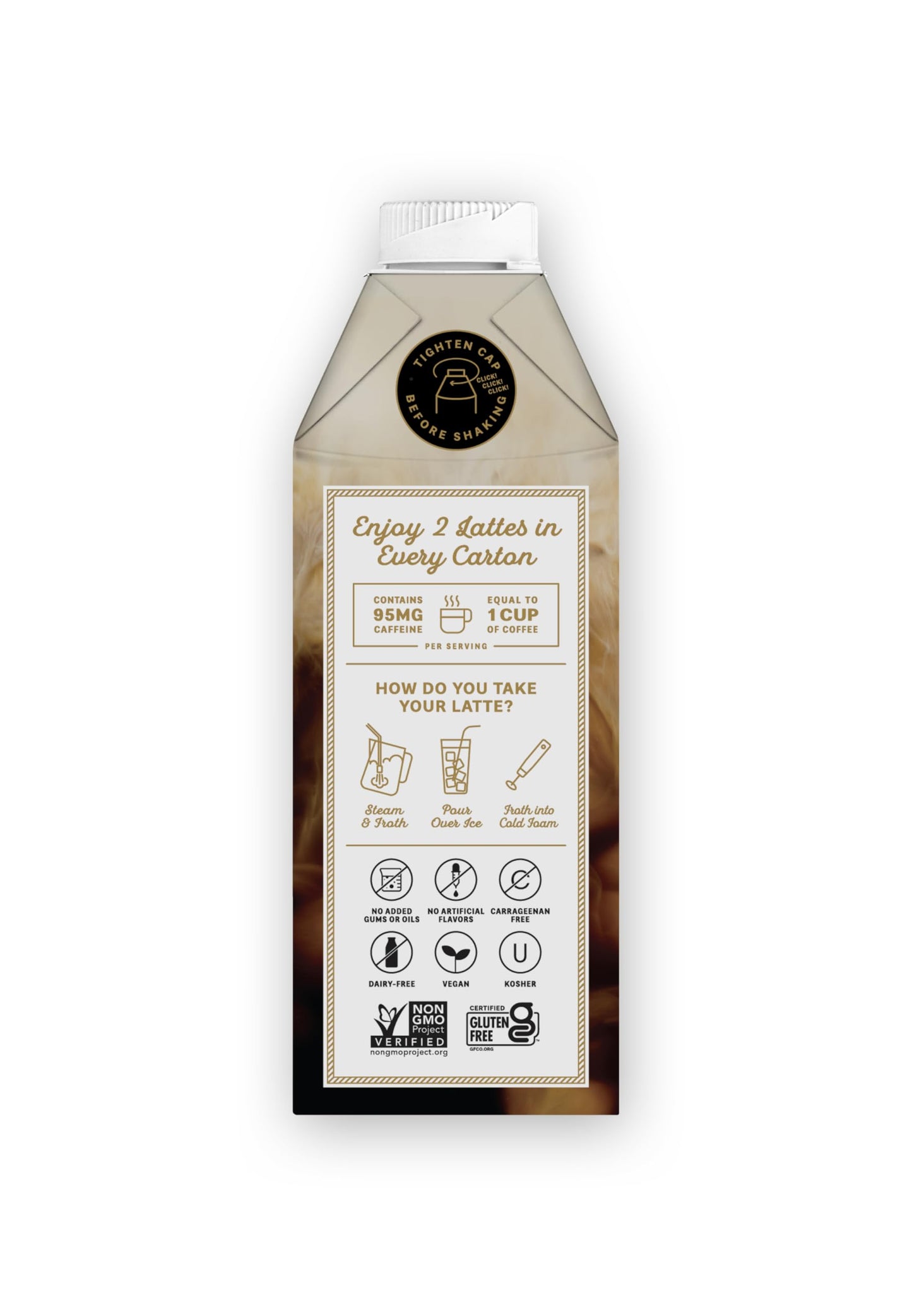 Elmhurst 1925 Toasted Almond Vanilla Latte, Plant-Based, Vegan, 25.4oz (Pack of 6)