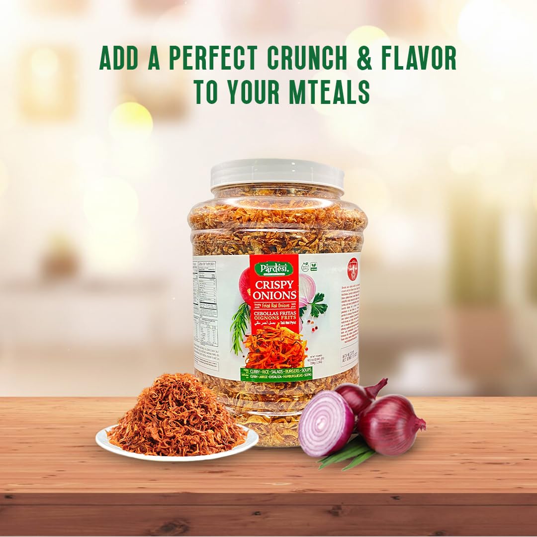 Crispy Red Fried Onion 2.64 Lbs - Addictively Delicious! Perfect Snack Or Topping For Nachos, Burgers, Salads, And More! 42.3 Oz