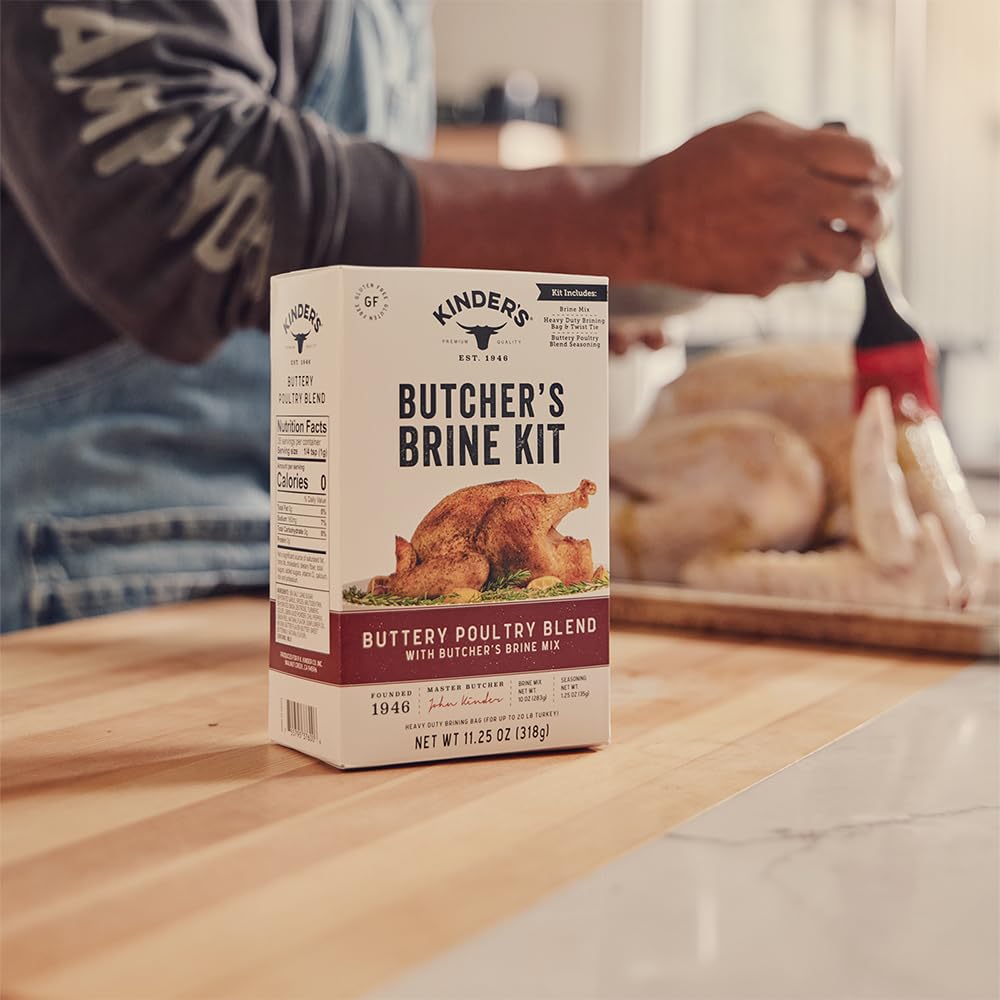 Kinder's Butcher's Brine and Rub Kit, Includes Buttery Poultry Rub, Butcher's Master Brine Mix and Heavy Duty Brine Bag for up t