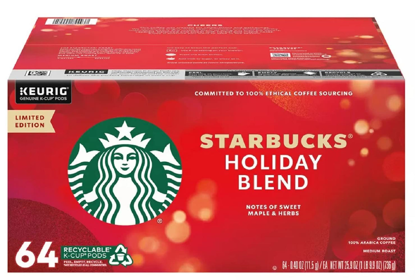 Starbucks Holiday Blend Coffee K-Cups (64 Ct.)
