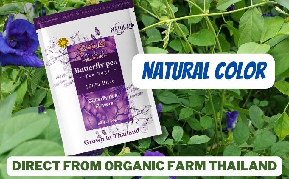 Hida Beauty Butterfly Pea Flower Tea - 30 Teabags, Herbal, Blue Color, Perfect for Drinks and Baking