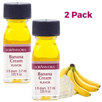 LorAnn Banana Cream Flavoring, 2 Pack, 1 Dram Bottles, Clear to Yellow, Model 0250, 0.12 Fl Oz Each