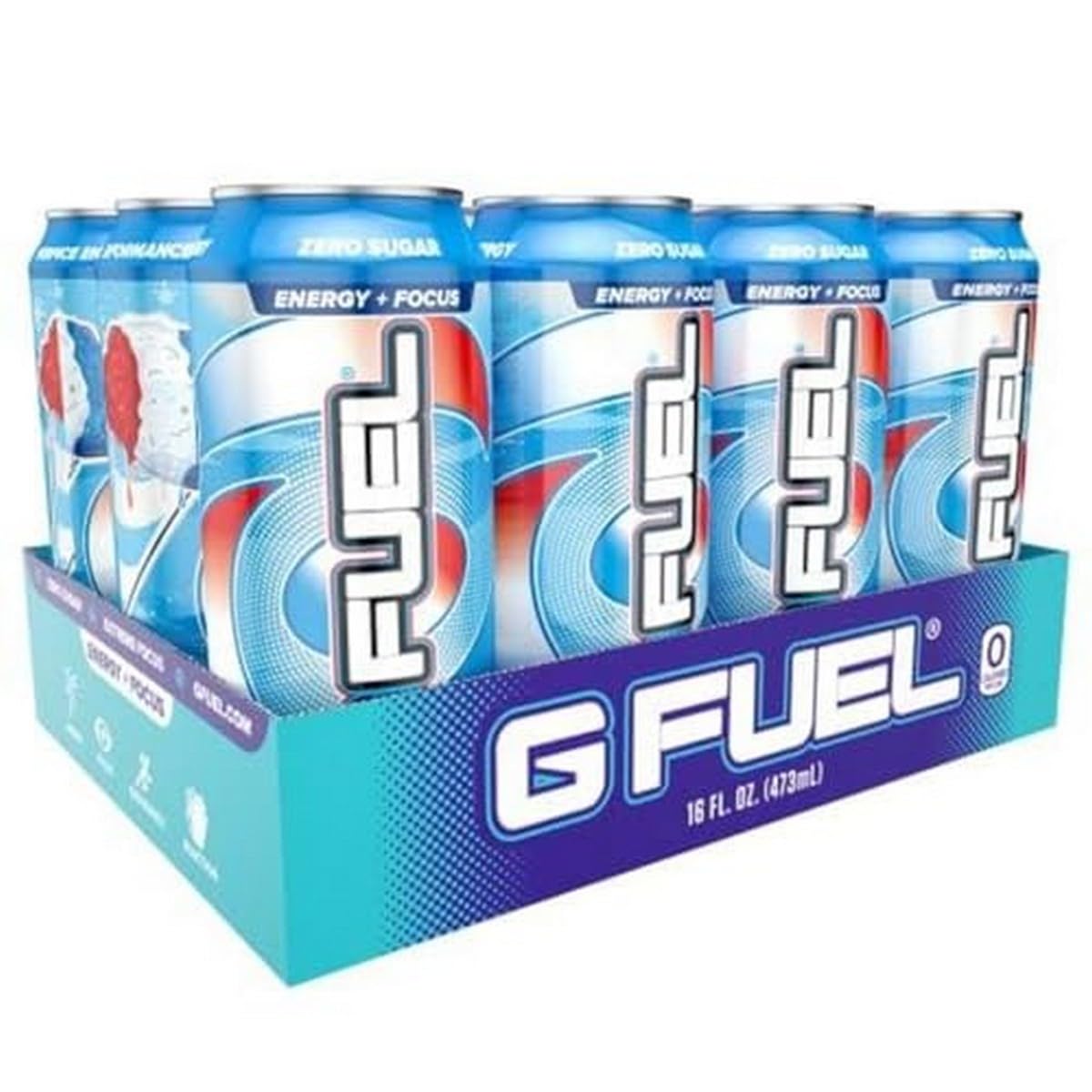 G Fuel Snow Cone Energy Drink, 16 oz Can, 12-Pack Case, Orange