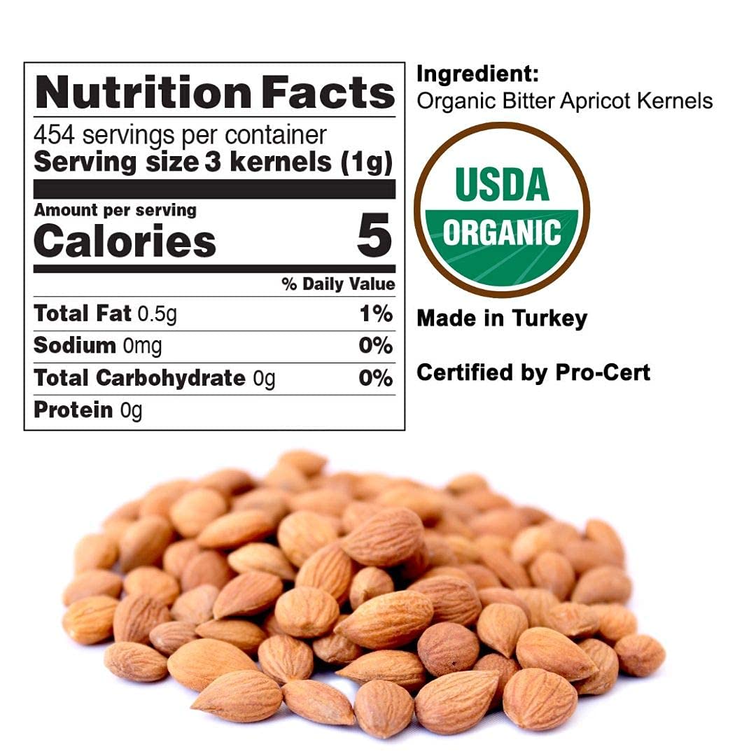 aimnaturals Organic Raw Bitter Apricot Kernels - USDA Certified, 1LB, Product of Turkey