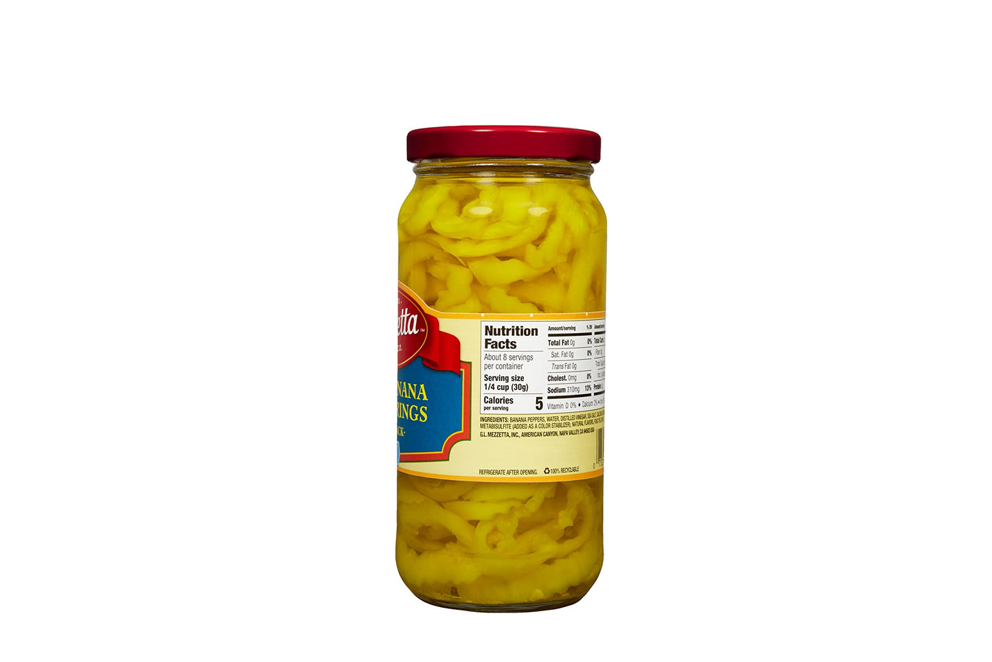 Mezzetta Mild Banana Pepper Rings | Gluten Free, Keto, Kosher | 16 Fluid Ounce Jar (Pack of 2)