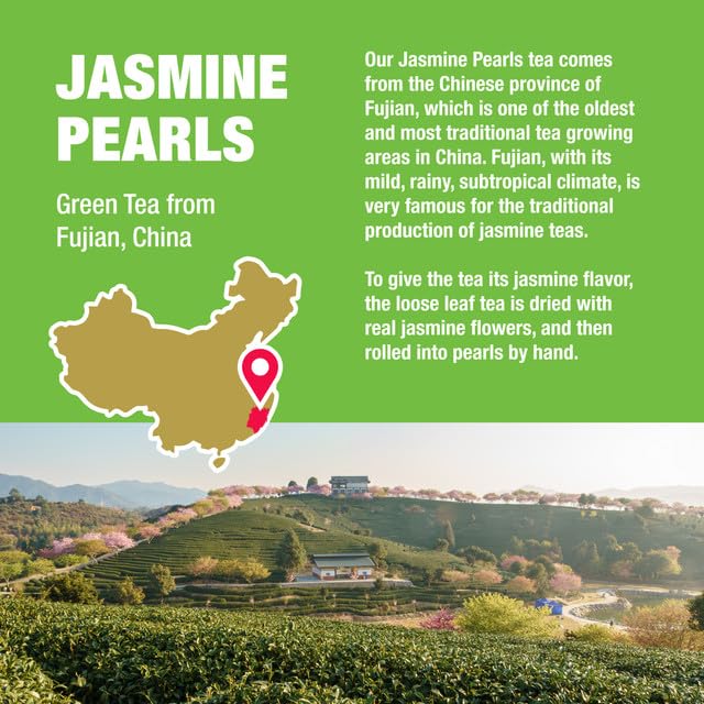 Tiesta Tea - Jasmine Pearls Green Tea | Single Origin Premium Jasmine Loose Leaf From China | 100% Pure Unblended Medium Caffein