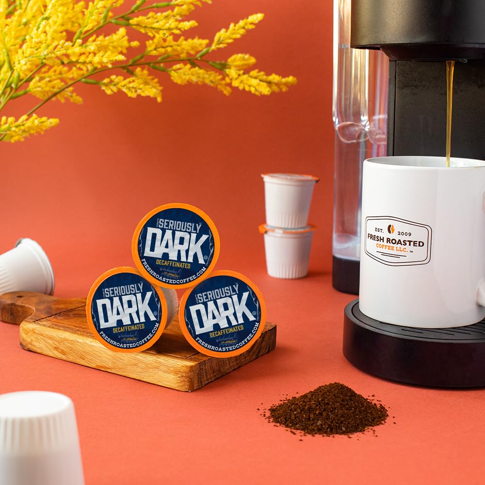 Fresh Roasted Coffee Dark Decaf Artisan Blend, 24 Pods for K Cup malt-inspired