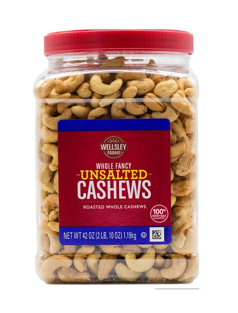 Wellsley Farms Whole Fancy Unsalted Roasted Cashews, 42 Oz
