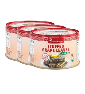 Bake and Tango - Stuffed Grape Leaves with Olive Oil, Spicy, Kosher, Vegan, 14.1 oz (Pack of 3) | Gourmet Mediterranean Delight