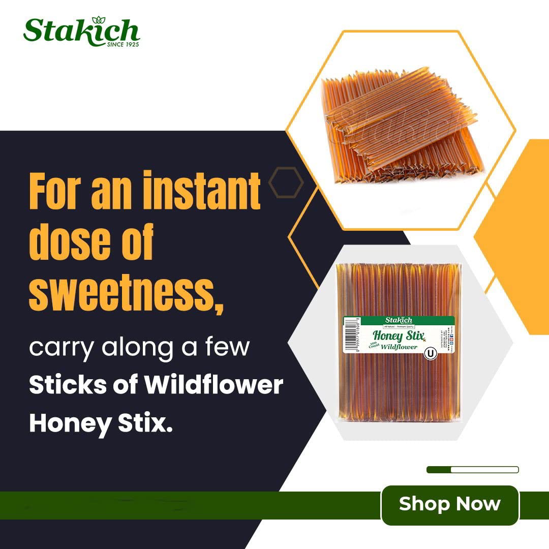 Stakich Wildflower Honey Stix (100 Stix)