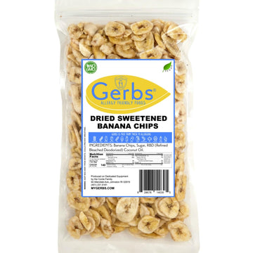 Gerbs Sweetened Banana Chip Slices 14 Ounce | Freshly Sealed In Re-Closeable Bag | Top 14 Food Allergy Free | Sulfur Dioxide Fre