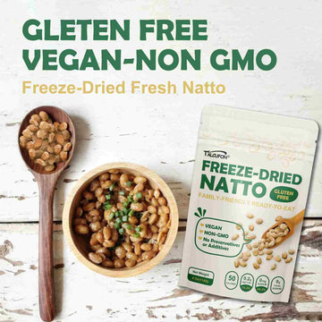 Talcufon Japanese Freeze-Dried Natto Beans, Fresh Natto Fermented Soybean 4 Oz, Non-Gmo, Vegan, Plant Protein Ready To Eat Natto