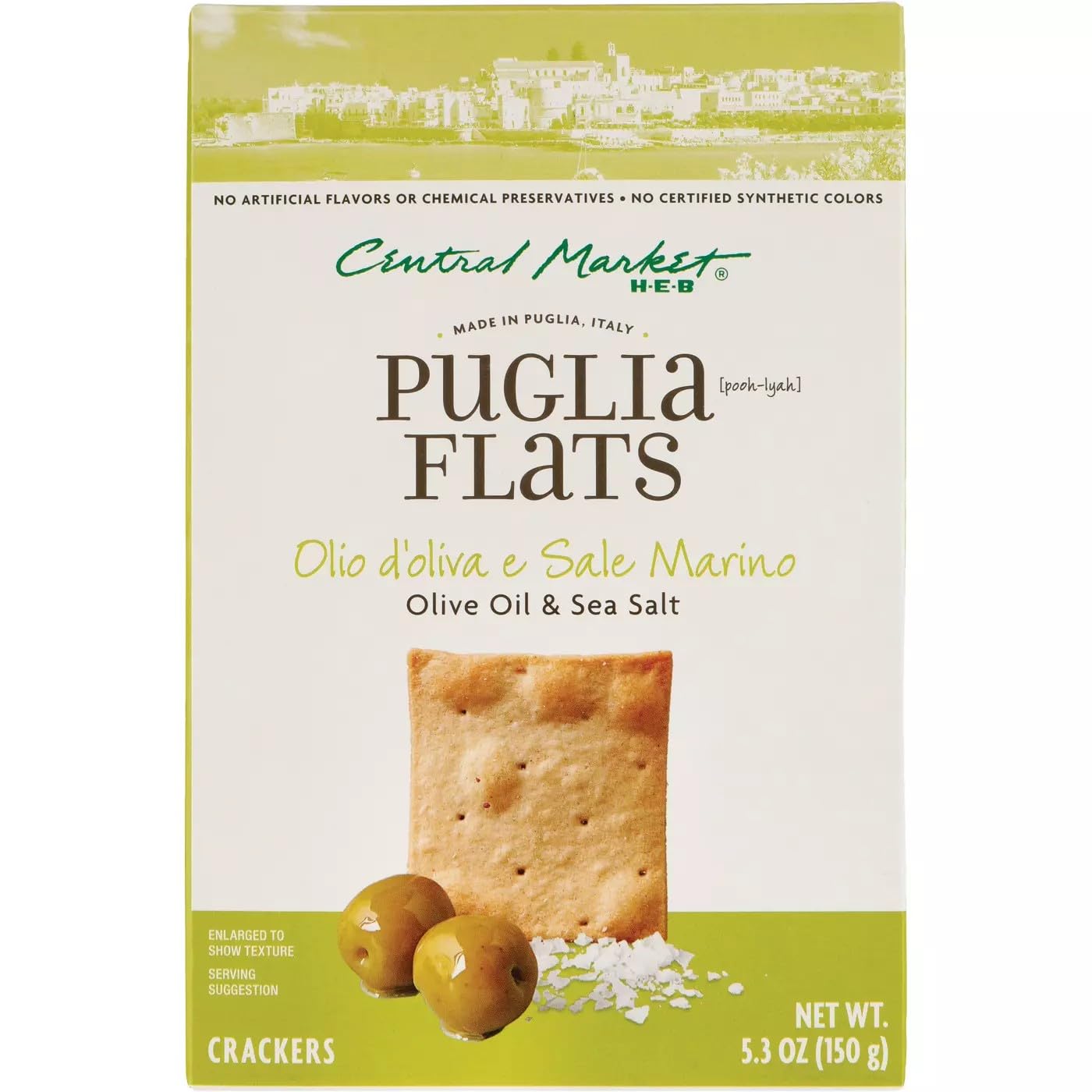 Central Market Puglia Flats Crackers - Olive Oil & Sea Salt 5.3 oz 2 Boxes