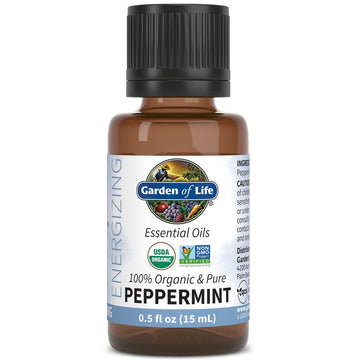 Garden Of Life Essential Oil, Peppermint 0.5 Fl Oz (15 Ml), 100% Usda Organic & Pure, Undiluted & Non-Gmo - For Diffuser, Aromat