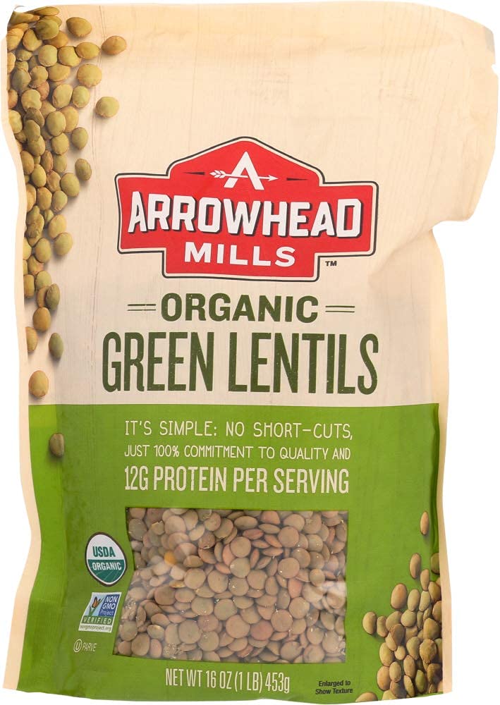 Arrowhead Mills Organic Green Lentils, 16-Ounce Bags (Pack of 6)