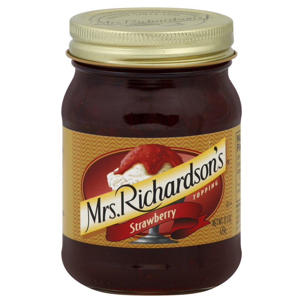 Mrs. Richardsons Ice Cream Topping and Dessert Sauce, Strawberry, 15.5 Ounce