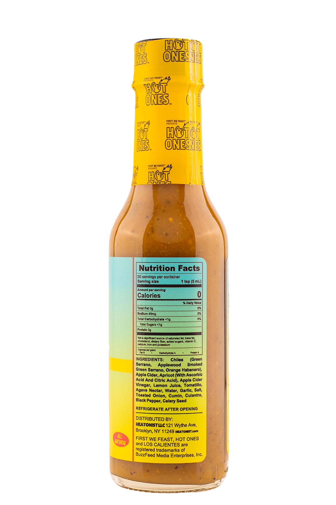 HOT ONES Los Calientes Verde Hot Sauce, Made with Natural Ingredients, 5 fl oz, Model 0851444008035