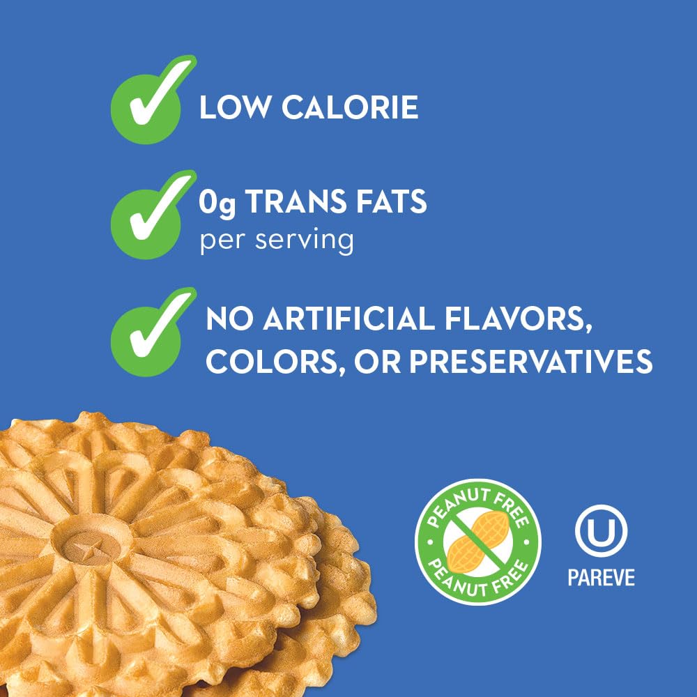 Reko Pizzelle Authentic Italian Style Waffle Cookie, Vanilla, 7 Ounce (Pack of 12)