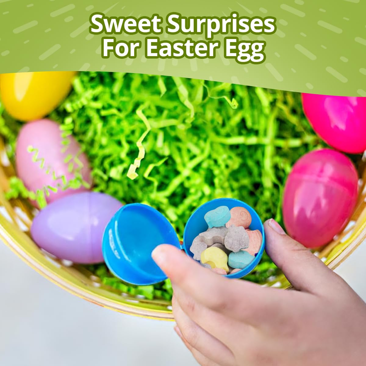 Buha Sweets Easter Candy - Sweettart Chicks, Ducks & Bunnies, Assorted Flavors, 1lb, Approx. 300 Candies, Ideal for Egg Stuffers and Party