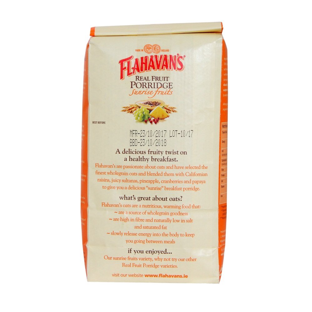 Flahavans Irish Porridge Irish Oatmeal Real Fruit Porridge Sunrise Fruits -- 625G