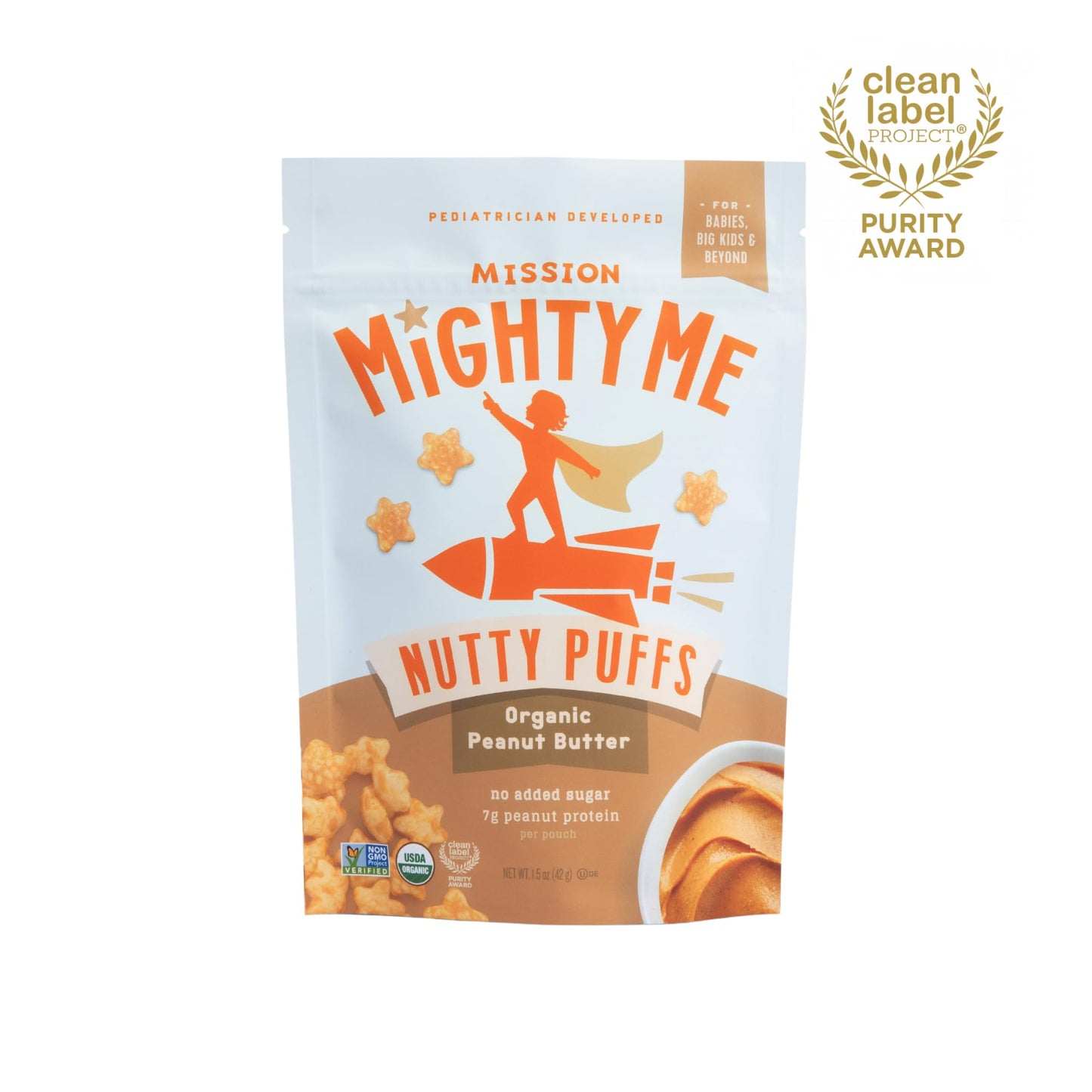 Mission Mightyme Nutty Puffs - Peanut Butter Puffs Variety Pack - Pediatrician Developed - Usda Organic, Plant-Based Protein, Gl
