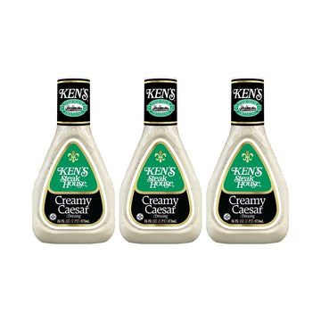 Kens Steakhouse Dressing, Creamy Caesar Dressing, Gluten Free Dressing for Salads or Spreads, 16 FL OZ Bottle (Pack of 3)