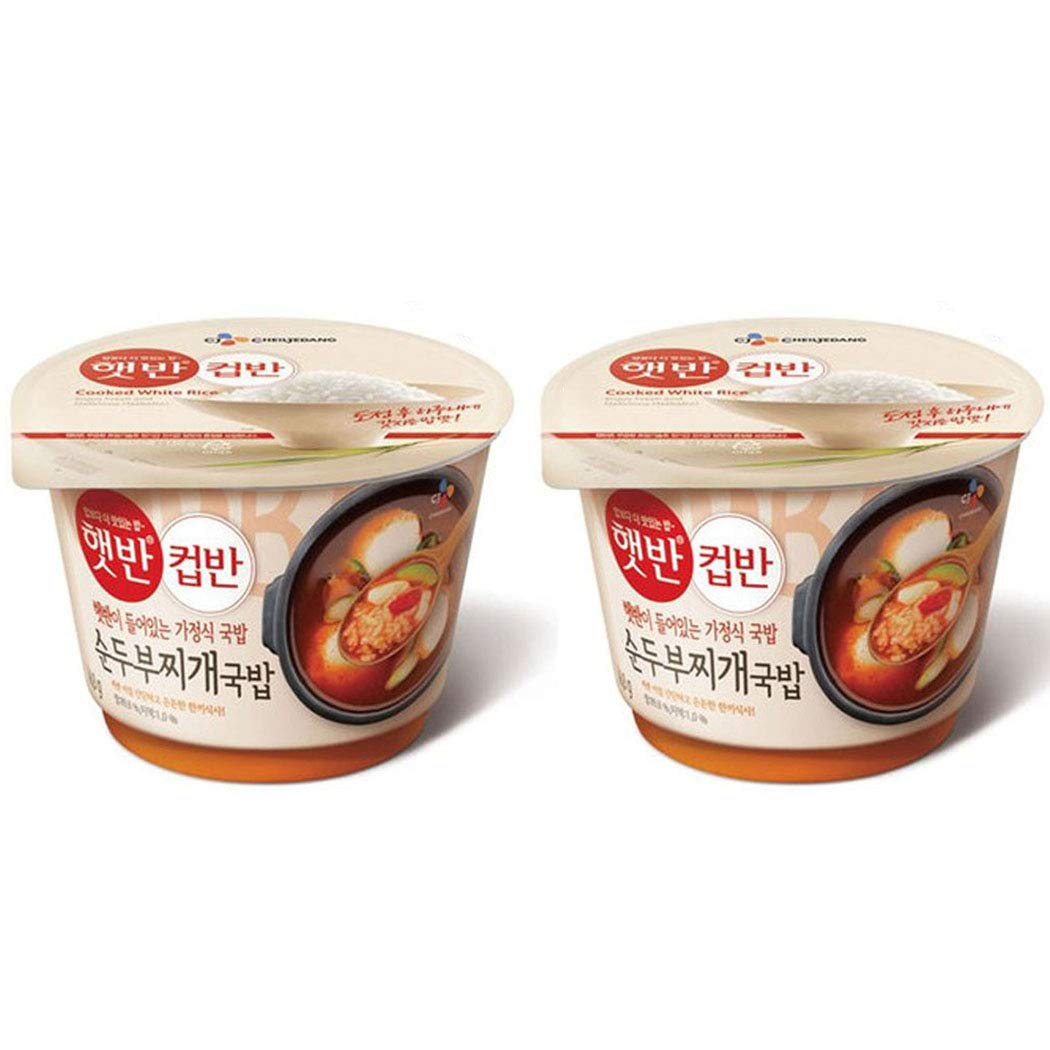 Cupbahn Korean Pre-Cooked Meal with White Rice - 25 Taste by Hetbahn ?? ?? (Soft Tofu Stew, 2 Bowls)