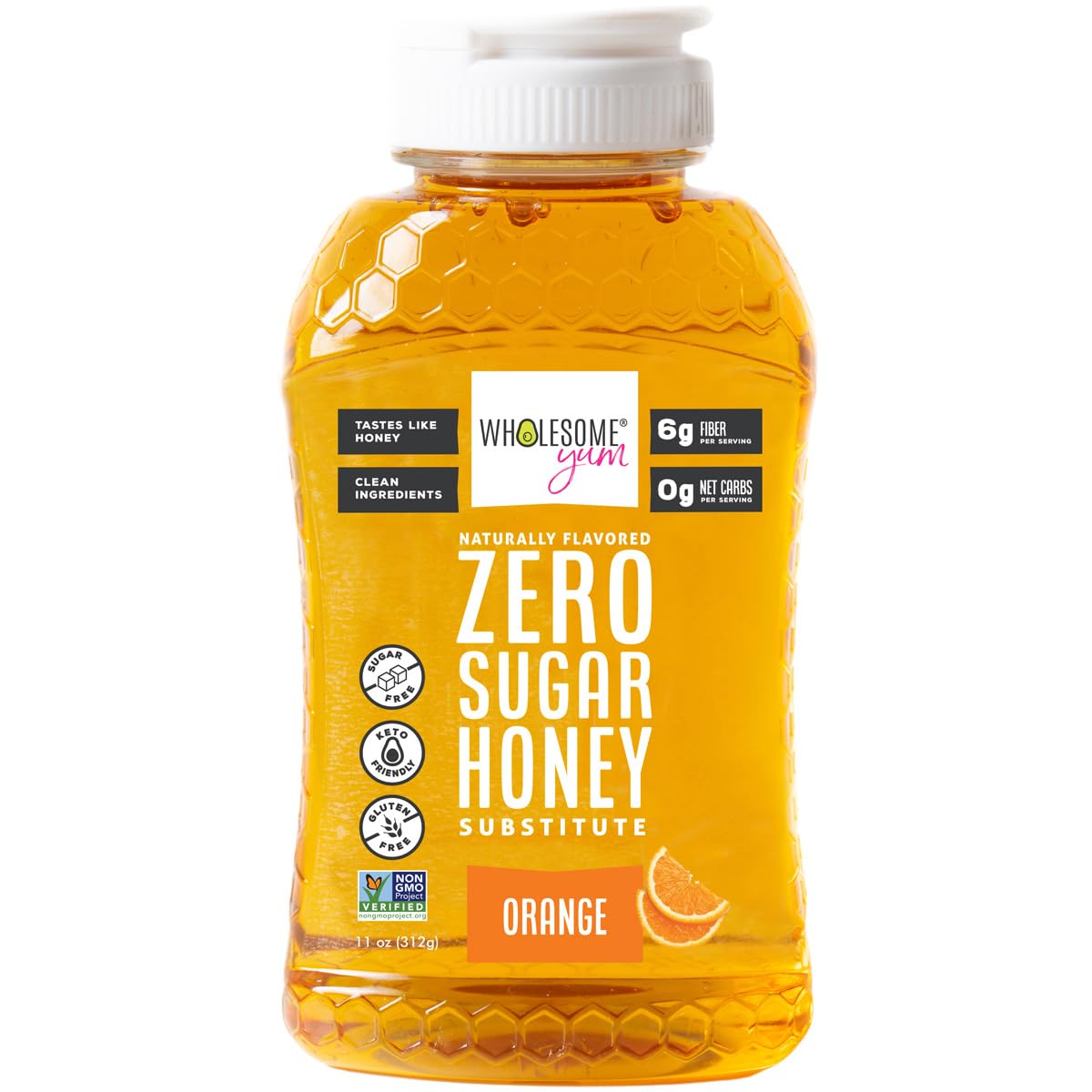 Wholesome Yum Orange Zero Sugar Honey Substitute (Keto Honey) - Natural Sugar Free Honey Alternative With Monk Fruit & Allulose