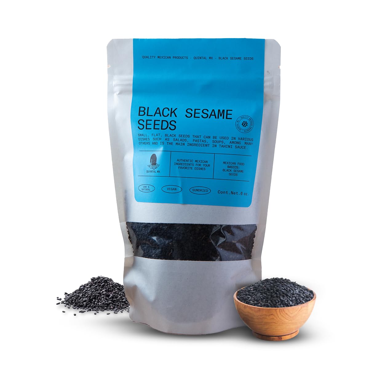 Quintal Mx Premium Quality Black Sesame Seeds - 100% Natural Mexican Sourced Sesame Seeds Whole - Ajonjoli Negro - Gluten Free -