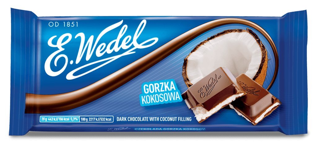 E.Wedel Dark Chocolate With Coconut Filling 100G (Pack Of 5)