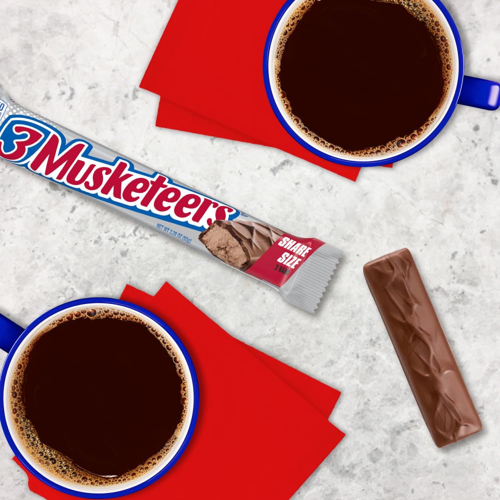 3 MUSKETEERS Milk Chocolate Candy Bars - Full Size Chocolate Bars, 3.28 oz Candy Bar (Pack of 24) Bulk Box