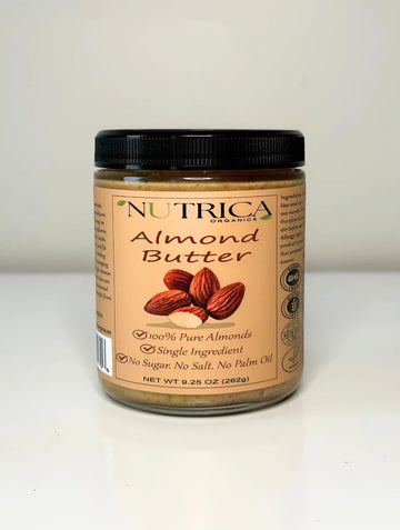 100% Pure Almond Butter, Single Ingredient, No Salt, No Sugar, No Palm Oil, Glass Double Sealed Jar, No Additives, Vegan, Plant