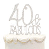 Hatcher lee 40th Birthday Cake Topper - Bling Crystal Rhinestone Silver Decoration