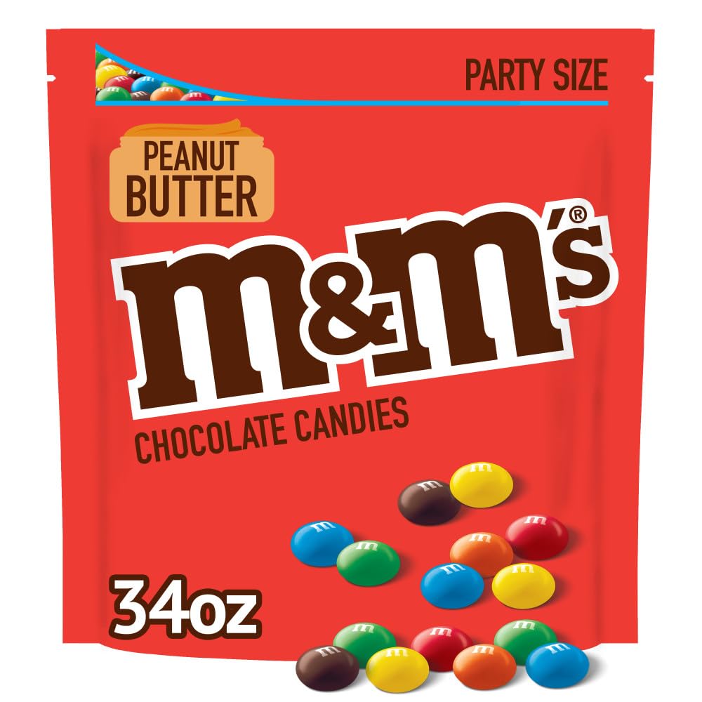 M&MS Peanut Butter Milk Chocolate Candy, Party Size, 34 oz Bag