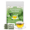 ULTHMOK Premium Peppermint Tea Bags, 100 Count, 100% Natural Peppermint Leaves, Caffeine-Free, No Additives