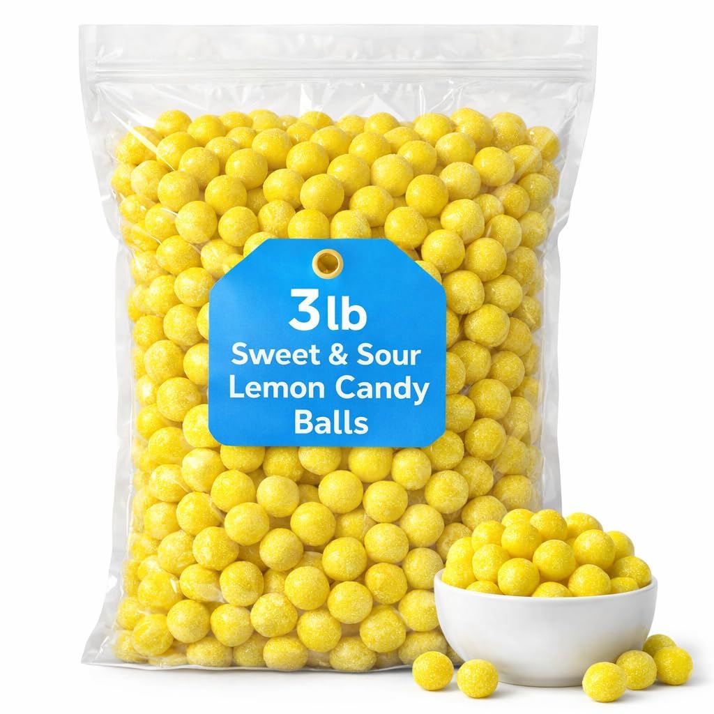 Lemon Hard Candy, Classic Tart Citrus Flavor, Bulk 3 lb Bag for Parties