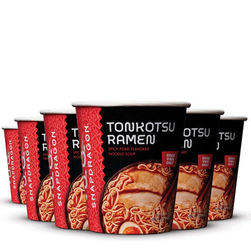 Snapdragon Tonkotsu Ramen Cup Noodles - 6 Pack Instant Ramen Bowl with Authentic Wheat Noodles, Soup Sauce Base, Flavor and Vege
