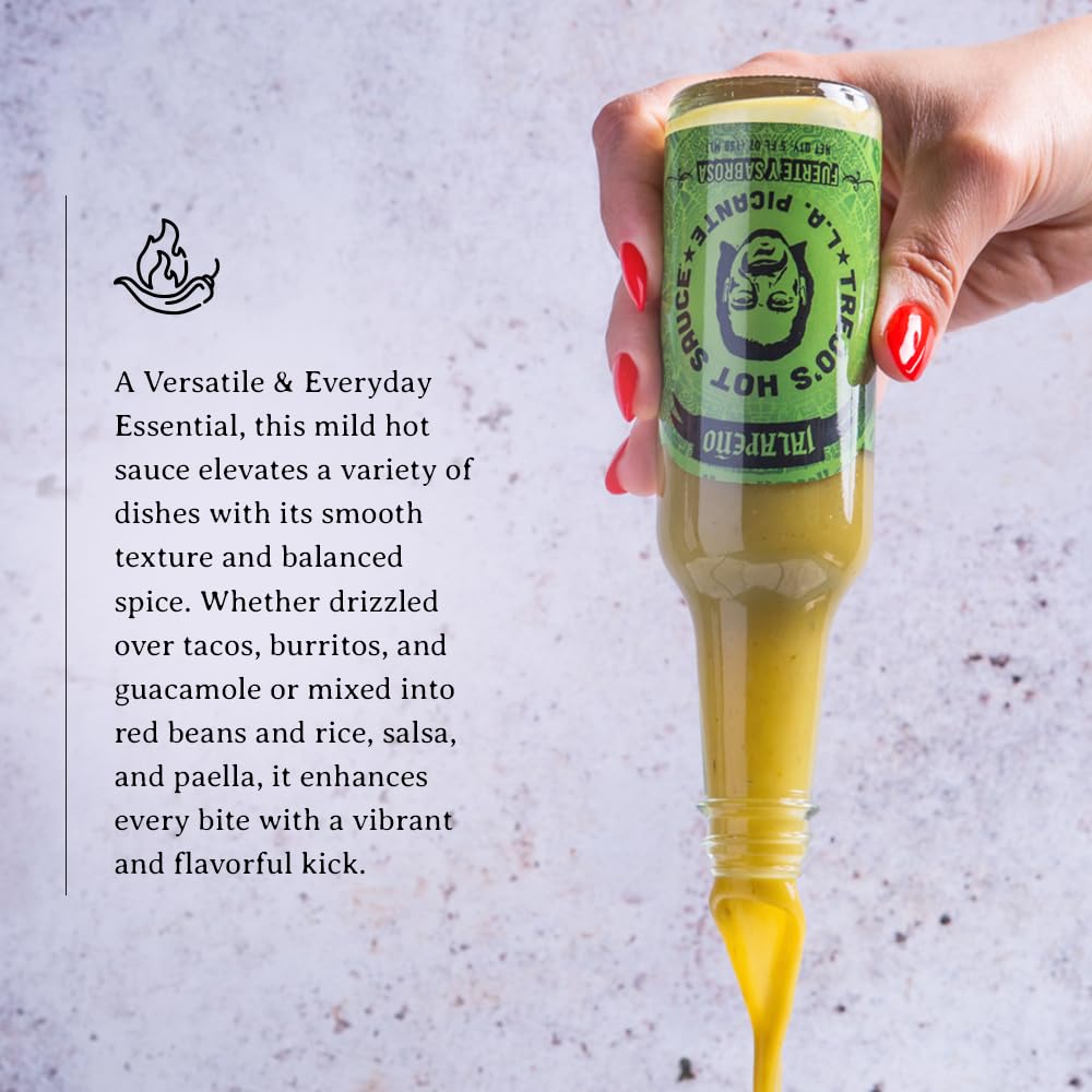 Trejos Tacos Jalapeño Hot Sauce | Zesty Flavor with Green Olives & Lime | 5 Fl Oz | Red | Non-GMO & Vegetarian