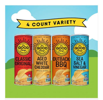 The Good Crisp Company Potato Chips Variety Pack, 5.6 Ounce Canisters, Non-GMO, Gluten Free, Pack of 4