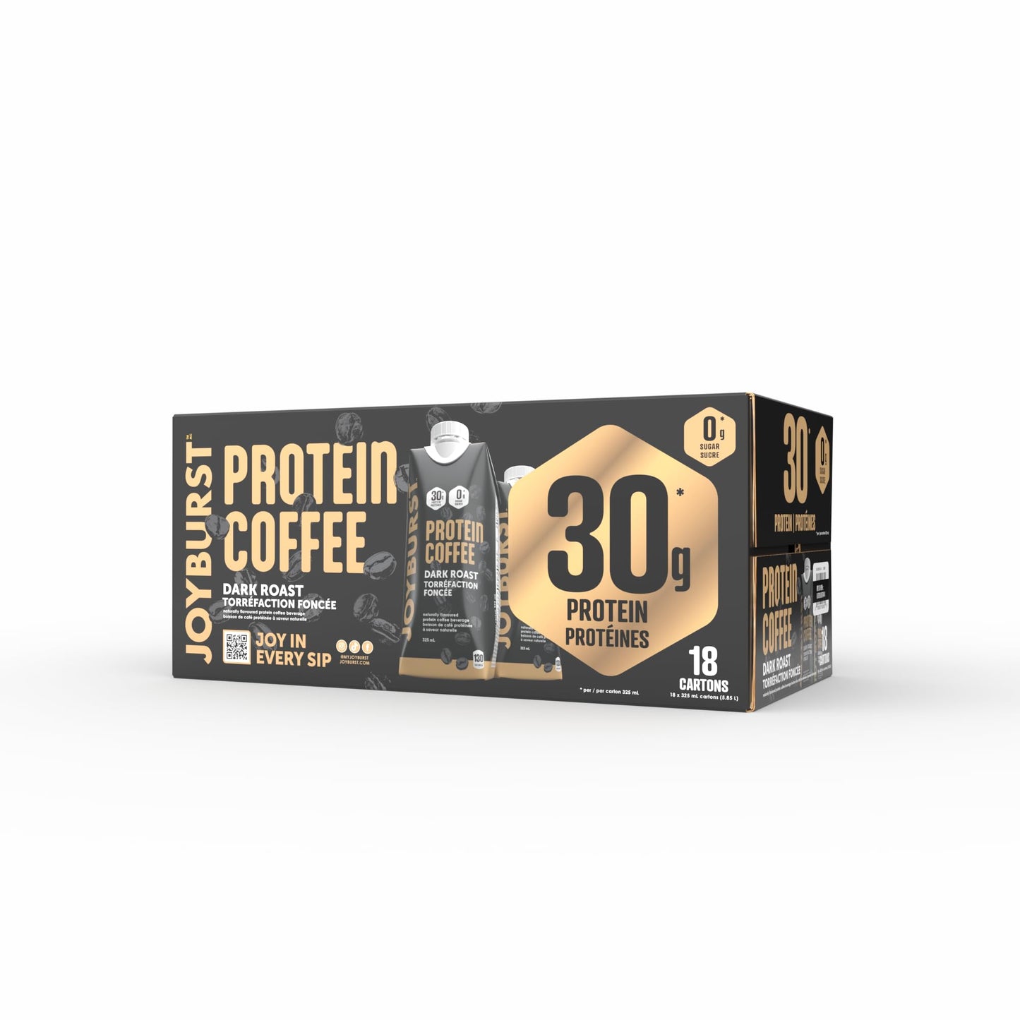*NEW* Joyburst Protein Coffee Beverage Dark Roast (18 Tetras) - 0 Sugar 30g of Protein Ready to Drink