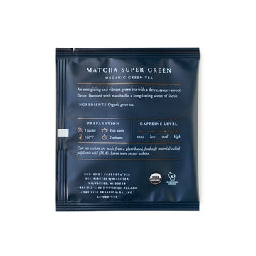 Rishi Tea Matcha Super Green Tea | Usda Organic Direct Trade Sachet Tea Bags, Certified Kosher Caffeinated Japanese Green Tea, U