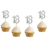 Glitter Sliver 13Th Birthday Party Anniversary Party Cupcake Toppers. 24 Pack Number ''13'' Cupcake Toppers