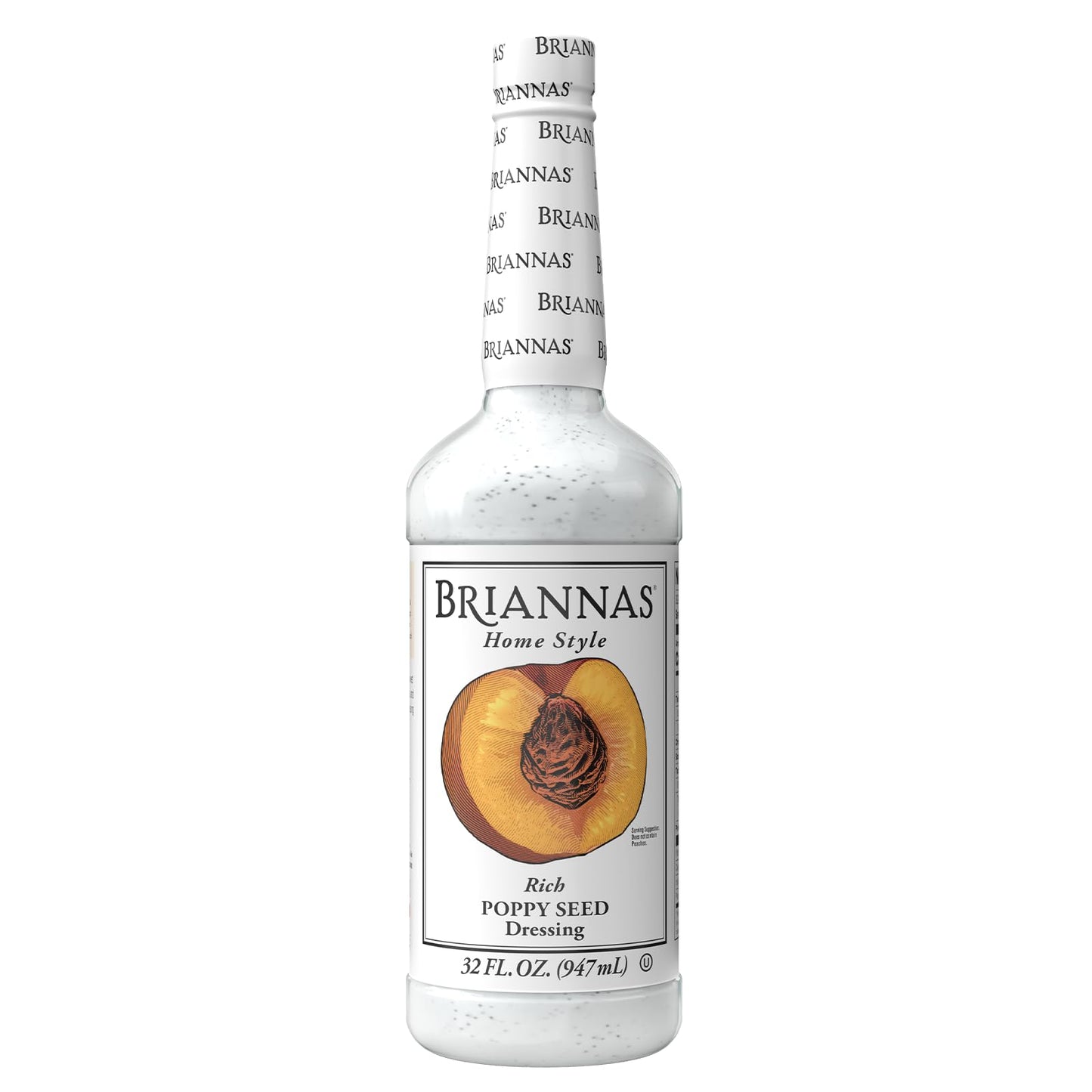 Briannas - Home Style Rich Poppy Seed Dressing - Fine Salad Dressing Made With Top-Grade Ingredients - Gluten Free Kosher & Vegan Dressing - 32 Oz. Bottle