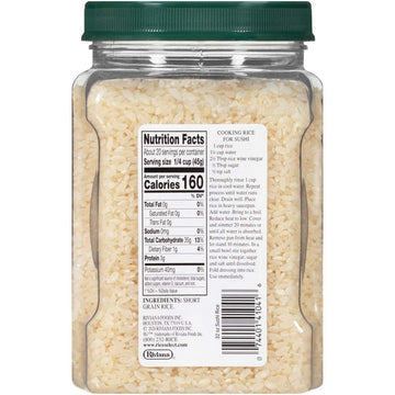 RiceSelect Sushi Rice, Short Grain Sticky Rice, Gluten-Free, 32 oz (Pack of 4 Jars), Natural