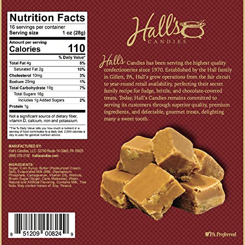 Hall'S Maple Walnut Fudge, 1 Pound