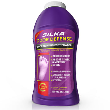 Silka Odor Fighting Foot Powder & Shoe Deodorizer With Corn Starch Powder, Talc & Cooling Beads For Lasting Freshness, Absorbs S