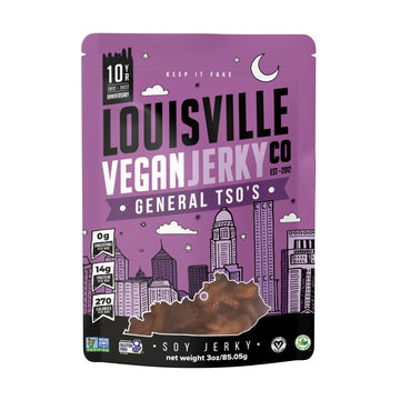 Louisville Vegan Jerky - General Tsos Vegan and Vegetarian Meat - Lip-Smacking Vegan-Friendly & Vegetarian Jerky - Non-GMO, Glut